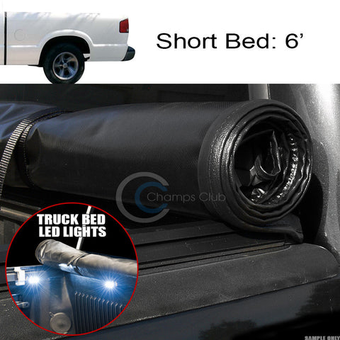 ROLL-UP SOFT TONNEAU COVER+16X LED LIGHTS 94-03 CHEVY S10/S15 SONOMA 6 TRUCK BED