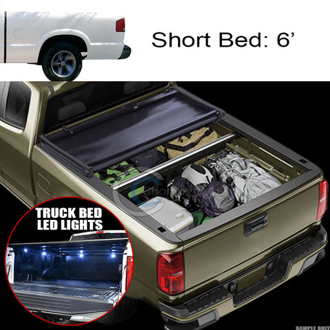 TRI-FOLD SOFT TONNEAU COVER+16X LED LIGHTS 94-03 CHEVY S10/S15 SONOMA 6'/72