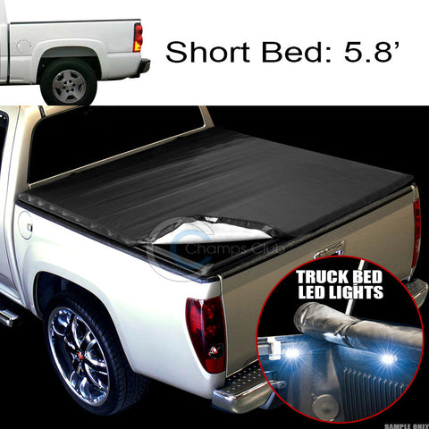 SNAP-ON TONNEAU COVER+16X LED LIGHTS 04-07 SILVERADO/SIERRA CREW 5.8' TRUCK BED