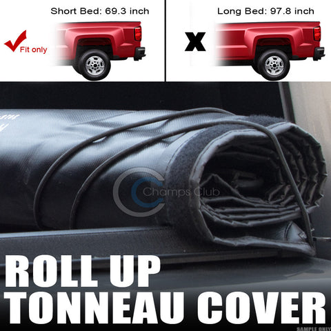 ROLL-UP SOFT TONNEAU COVER JR 07-13/14 SILVERADO/SIERRA 5.8FT NEW BODY SHORT BED