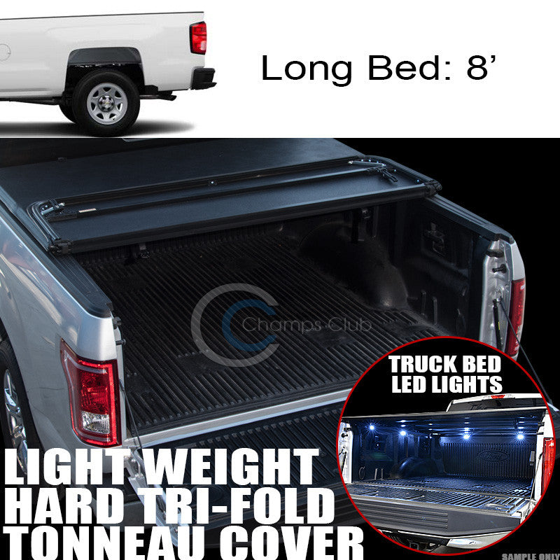 TRI-FOLD HARD TONNEAU COVER LW+16X LED LIGHTS 07-13/14 SILVERADO/SIERRA 8 FT BED