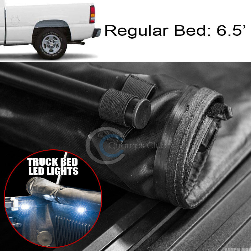 LOW-ROLL UP TONNEAU COVER+16X LED LIGHTS 99-07 SILVERADO/SIERRA 6.5 FT SHORT BED