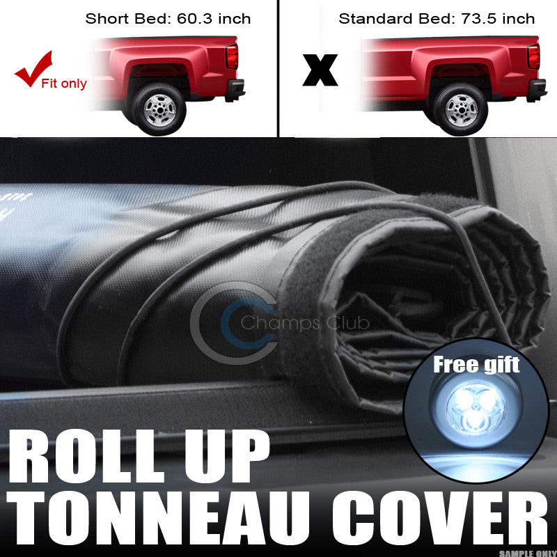 ROLL-UP SOFT TONNEAU COVER JR 05-15 TOYOTA TACOMA DOUBLE/CREW CAB 5 FT SHORT BED