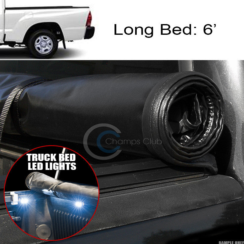 ROLL-UP SOFT TONNEAU COVER+16X LED LIGHTS 05-15 TOYOTA TACOMA 6 FT 72