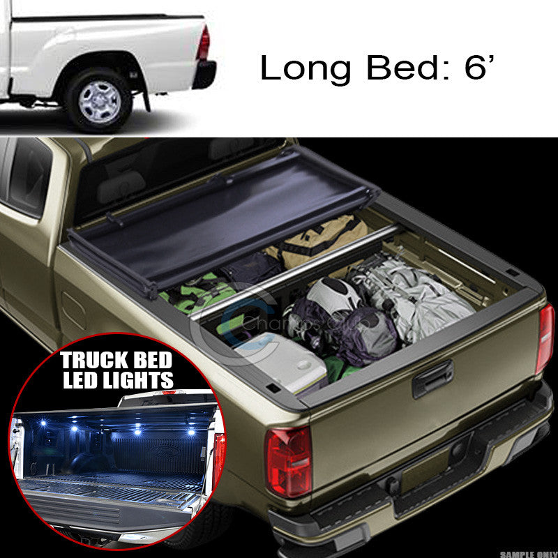 TRI-FOLD SOFT TONNEAU COVER+16X LED LIGHTS 05-15 TOYOTA TACOMA 6'/72