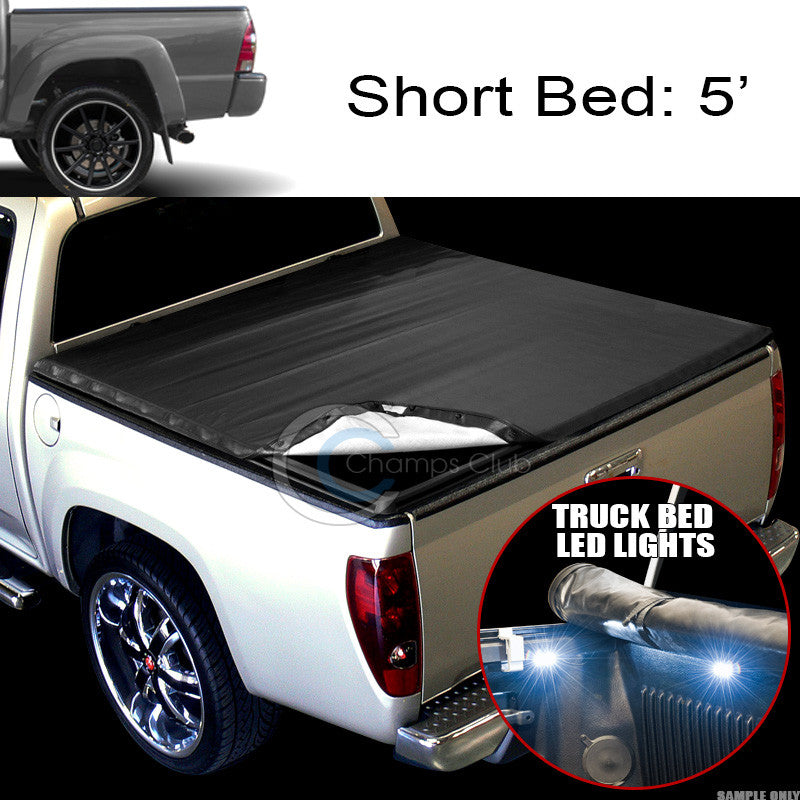 SNAP-ON VINYL TONNEAU COVER+16X LED LIGHTS 16-17 TOYOTA TACOMA 5'/60