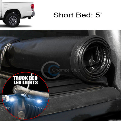 ROLL-UP SOFT TONNEAU COVER+16X LED LIGHTS 16-17 TOYOTA TACOMA 5' TRUCK SHORT BED