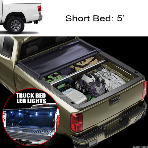 TRI-FOLD SOFT TONNEAU COVER+16X LED LIGHTS 16-17 TOYOTA TACOMA 5 TRUCK SHORT BED