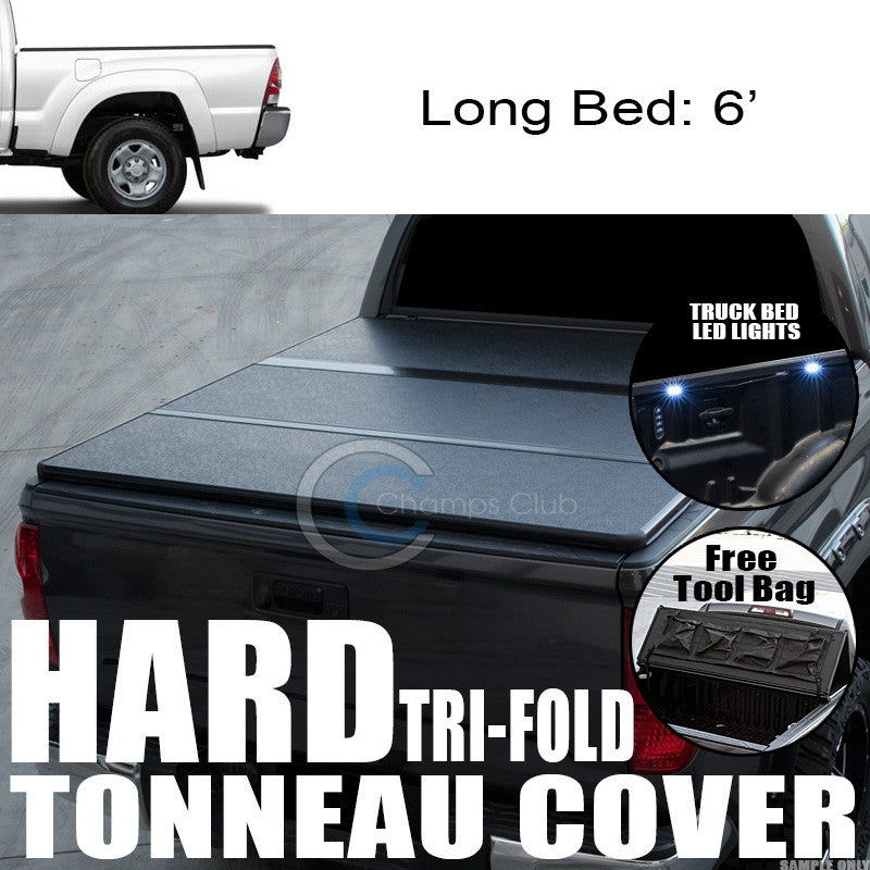 TRI-FOLD SOLID TONNEAU COVER+16X LED LIGHT 16-17 TACOMA ACCESS/DOUBLE 6'/72