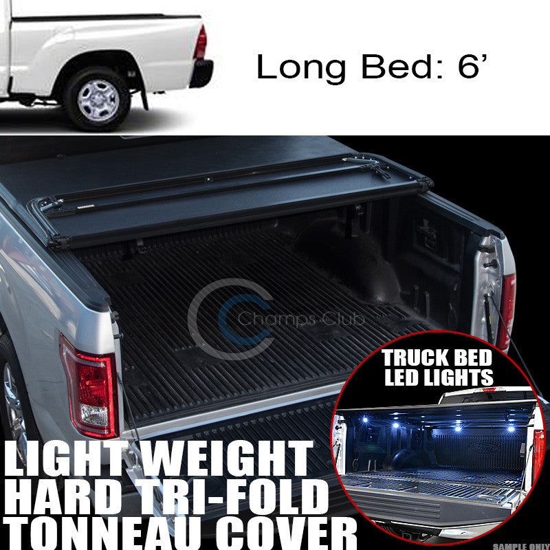 TRI-FOLD HARD TONNEAU COVER LW+16X LED LIGHTS 16-17 TOYOTA TACOMA 6 FT TRUCK BED