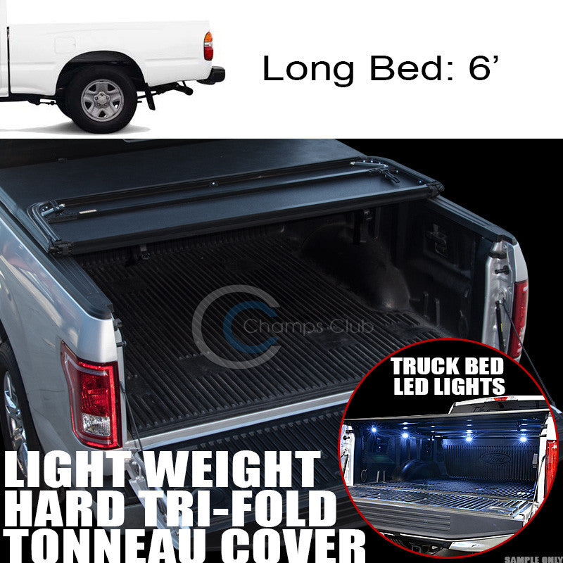 TRI-FOLD HARD TONNEAU COVER LW+16X LED LIGHTS 89-04 TACOMA/PICKUP 6 FT TRUCK BED