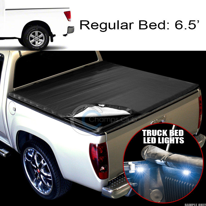 SNAP-ON TONNEAU COVER+16X LED LIGHTS FOR 04-15 TITAN KING/EXTENDED 6.5 TRUCK BED