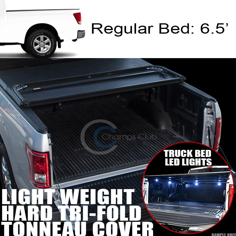 TRI-FOLD HARD TONNEAU COVER LW+16X LED LIGHTS FOR 04-15 TITAN 6.5'/78