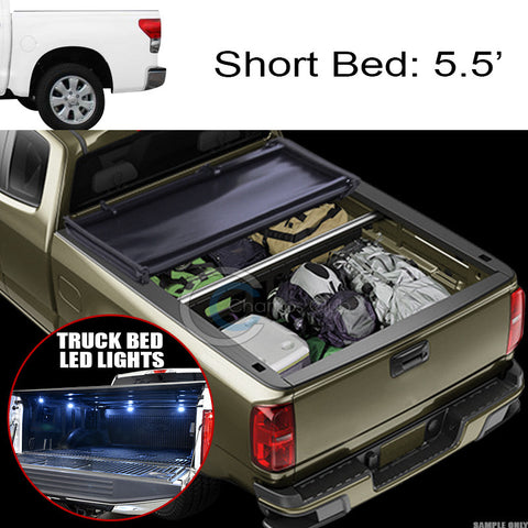 TRI-FOLD SOFT TONNEAU COVER+16X LED LIGHTS 07-16 TUNDRA EXTENDED CREW 5.5 FT BED