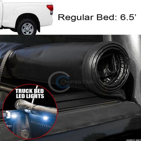 ROLL-UP SOFT TONNEAU COVER+16X LED LIGHTS 07-16 TOYOTA TUNDRA 6.5'/78