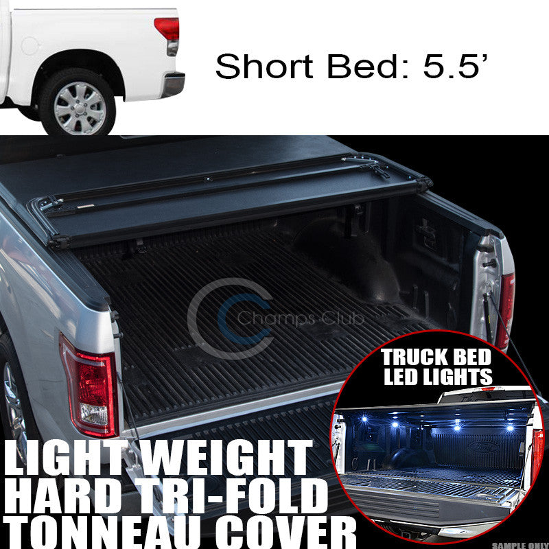 TRI-FOLD HARD TONNEAU COVER LW+16X LED LIGHTS 14-17 TUNDRA 5.5 FT 66