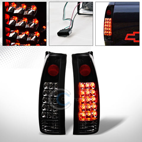 BLK LED TAIL LIGHTS REAR BRAKE LAMPS AW 88-00 CHEVY GMC C10 C/K TAHOE TRUCK SUV