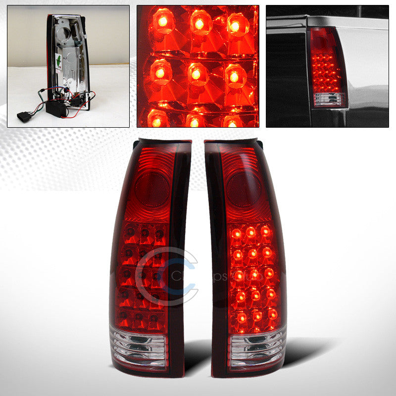 RED CLEAR LED TAIL LIGHTS REAR BRAKE LAMPS AW 88-00 CHEVY/GMC C10 C/K TRUCK SUV