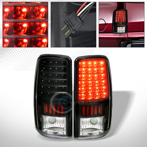 BLK LED REAR TAIL BRAKE LIGHTS AW 00-06 CHEVY SUBURBAN/TAHOE/GMC YUKON DENALI XL