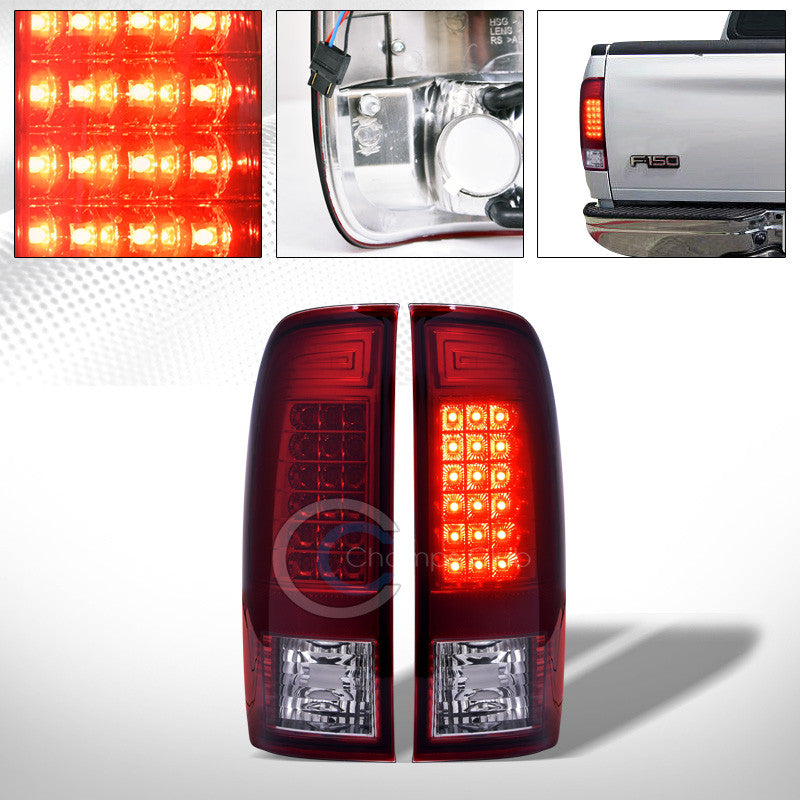 RED SMOKE LED TAIL LIGHTS BRAKE LAMPS AW 97-03 FORD F150/99-07 F250 SD SUPERDUTY