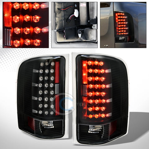 BLACK CLEAR LED REAR TAIL LIGHTS BRAKE SIGNAL LAMPS AW 07-13/14 CHEVY SILVERADO