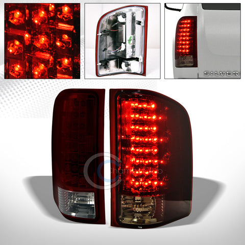 RED SMOKE LED REAR TAIL BRAKE LIGHT LAMP AW 07-14 CHEVY SILVERADO 1500/2500/3500