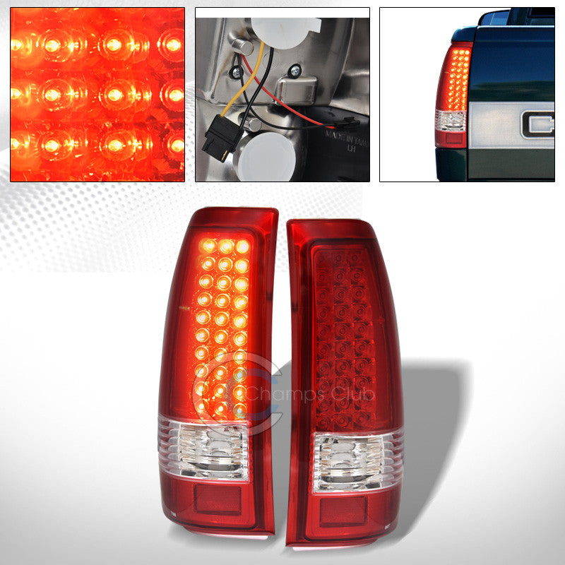 RED CLEAR LED REAR TAIL LIGHTS BRAKE LAMP AW 99-06/07 CHEVY SILVERADO/GMC SIERRA