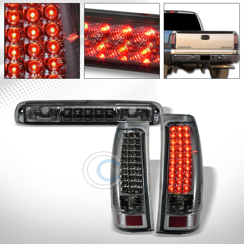 SMOKE TINT LED TAIL LIGHTS+REAR THIRD 3RD BRAKE LAMP 1999-2006 SILVERADO/SIERRA