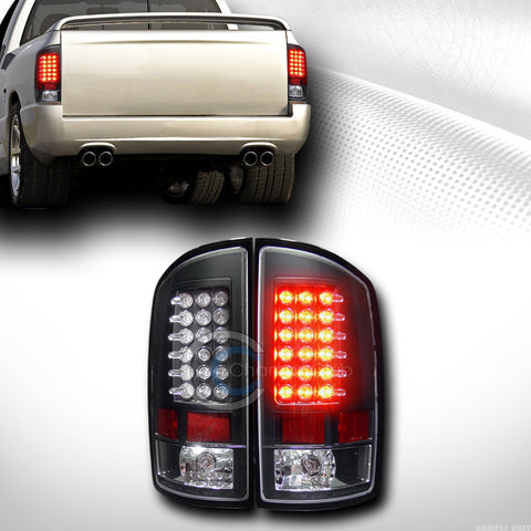 BLACK LED TAIL LIGHTS BRAKE LAMPS 2002-2006 DODGE RAM 1500 2500 3500 TRUCK CAB