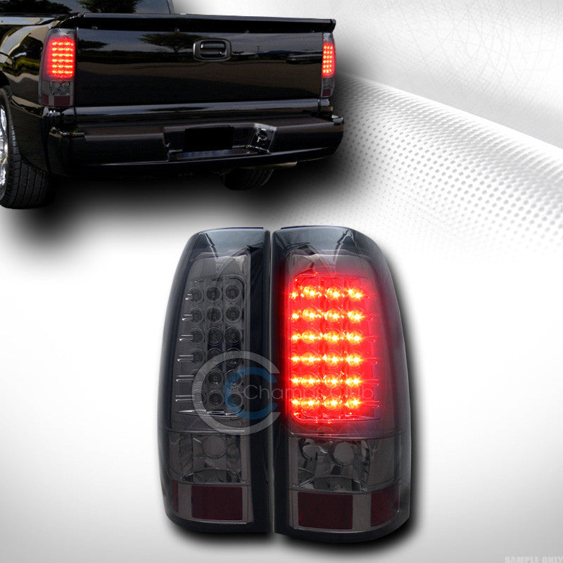 SMOKE LENS FULL LED TAIL LIGHT REAR LAMP PAIR JY 2003-2006 CHEVY SILVERADO TRUCK