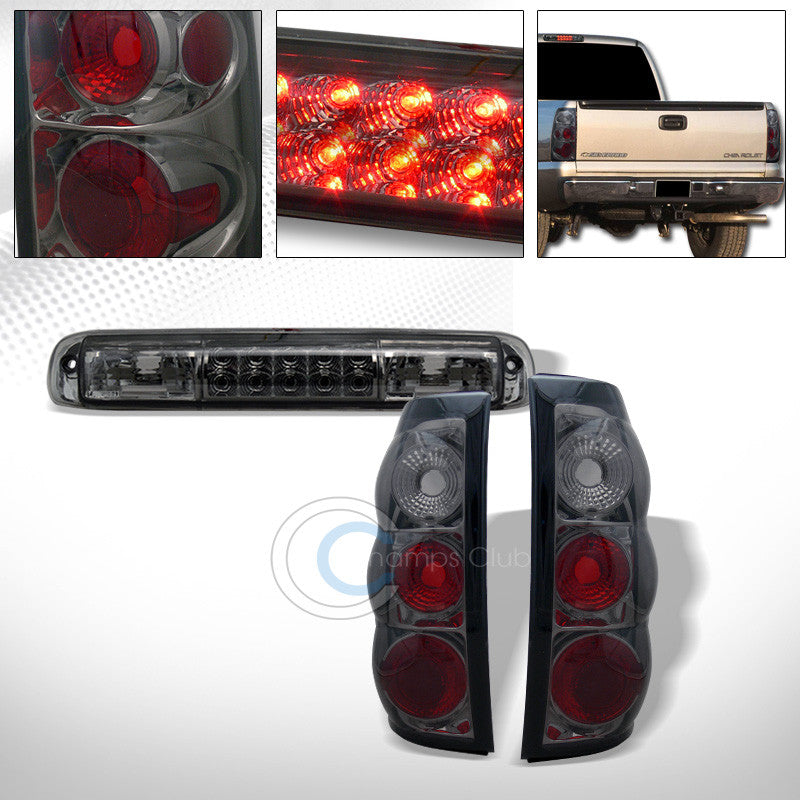 SMOKE TINT ALTEZZA TAIL LIGHTS+LED THIRD BRAKE LAMP 1999-2006 SILVERADO/SIERRA