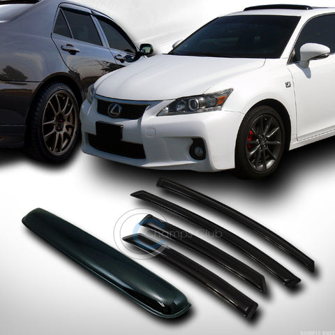 SMOKE SUN SHADE VENT WINDOW VISOR+SUNROOF MOON ROOF GUARD 5PC 10-14 TOYOTA PRIUS