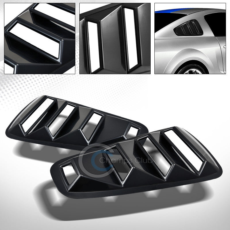 BLK RETRO SPORT REAR 1/4 QUARTER SIDE VENT WINDOW LOUVERS V1 05-09 FORD MUSTANG