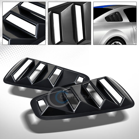 BLK RETRO SPORT REAR 1/4 QUARTER SIDE VENT WINDOW LOUVERS V1 05-09 FORD MUSTANG